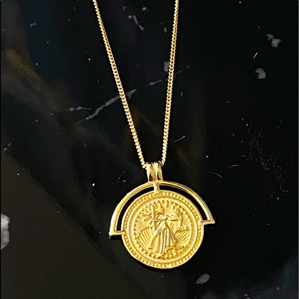 Roman gold coin necklace sterling silver